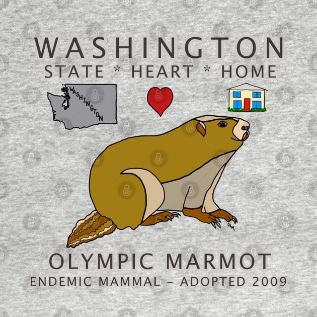 Washington - Olympic Marmot - State, Heart, Home - state symbols by cfmacomber